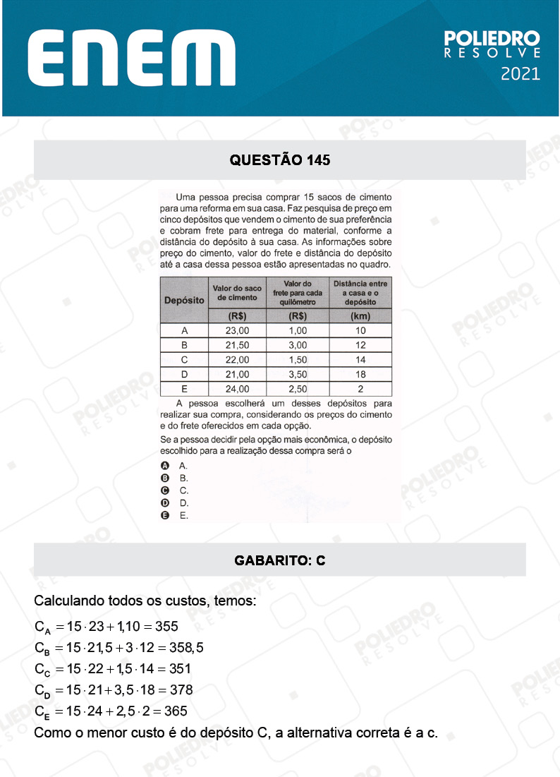 Questão 145 - 2º Dia - Prova Rosa - ENEM 2020