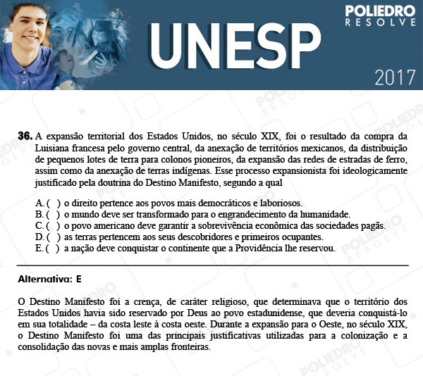 Questão 36 - 1ª Fase - UNESP 2017