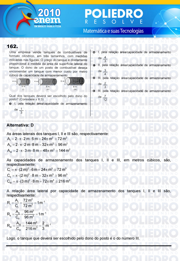 Questão 162 - Domingo (Prova rosa) - ENEM 2010