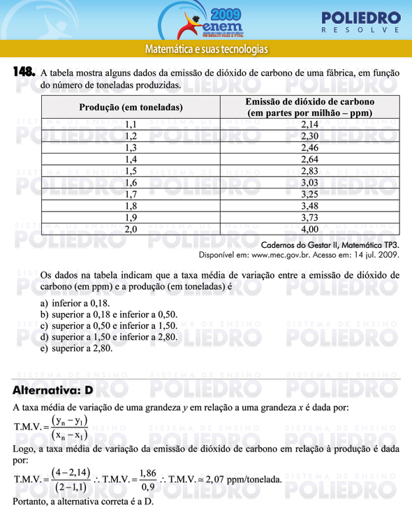 Questão 148 - Prova - ENEM 2009