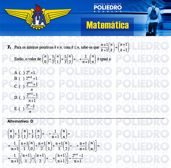 Questão 7 - Matemática - ITA 2014