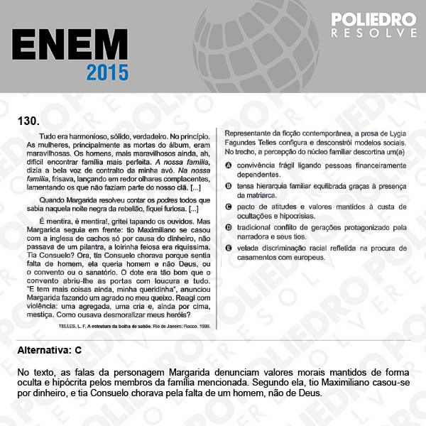 Questão 130 - Domingo (Prova Azul) - ENEM 2015