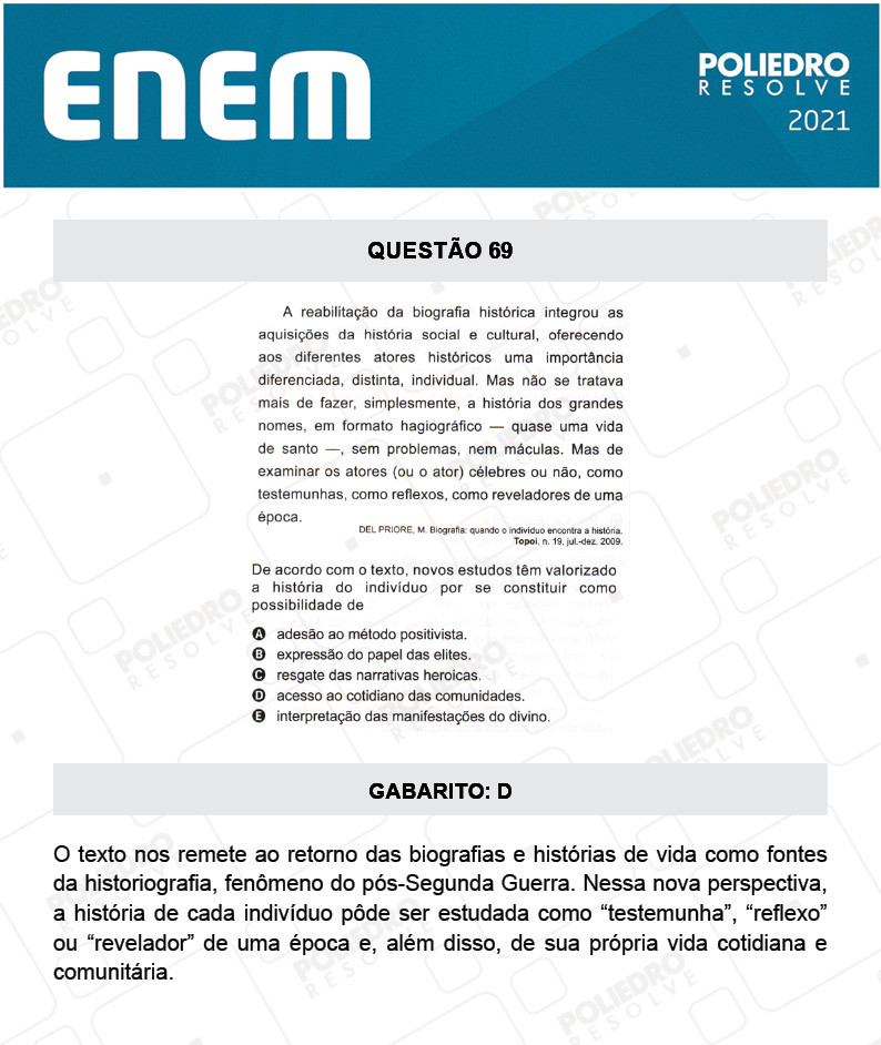 Questão 69 - 1º DIA - Prova Branca - ENEM 2020