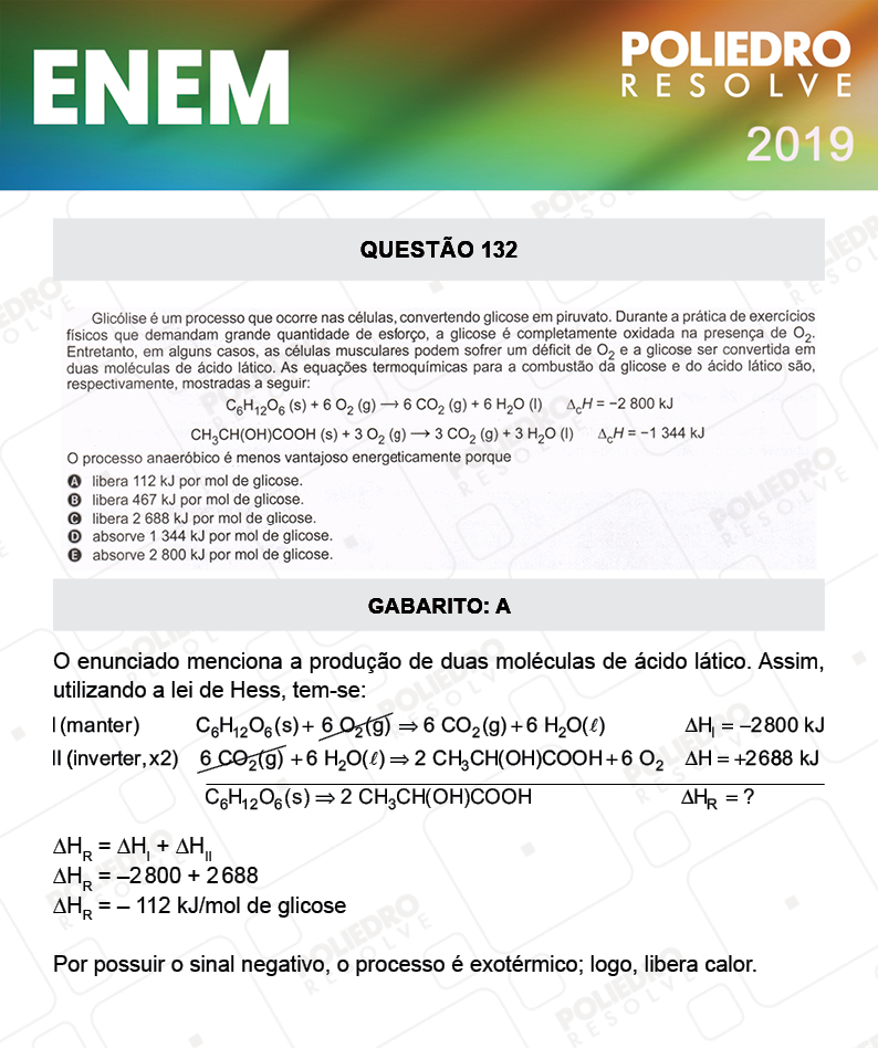 Questão 132 - 2º DIA - PROVA ROSA - ENEM 2019