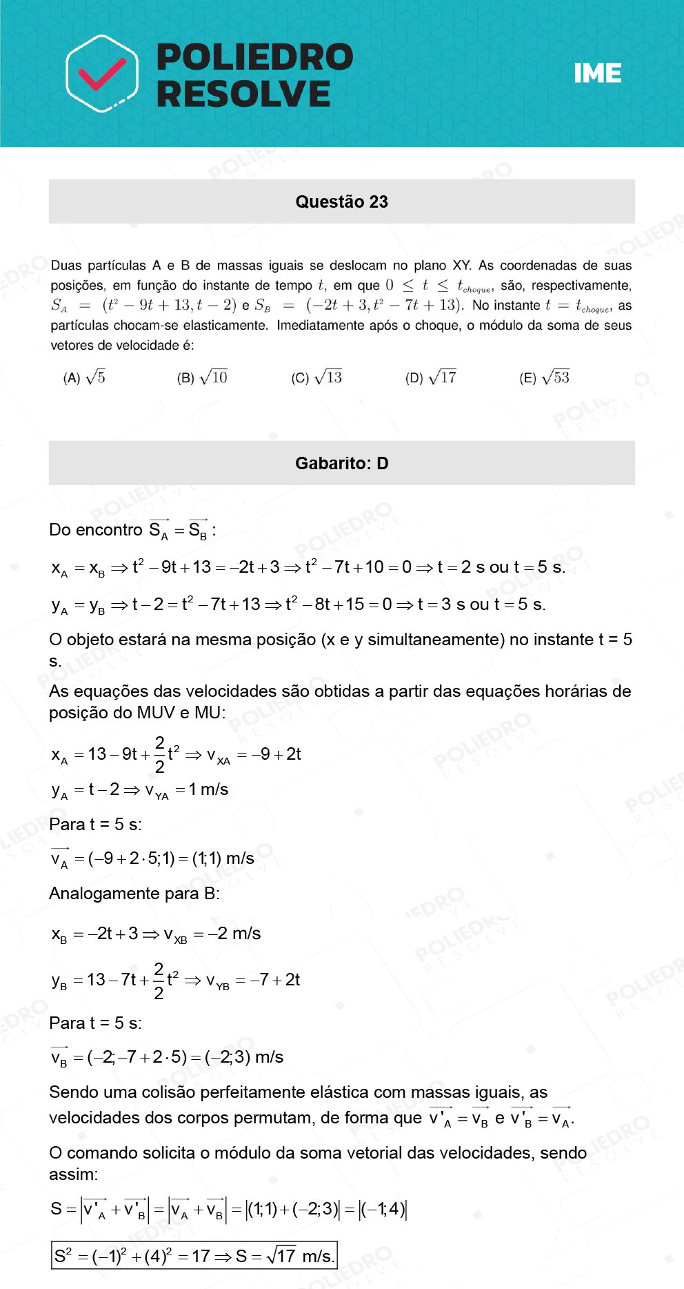 Questão 23 - 1ª Fase - IME 2023