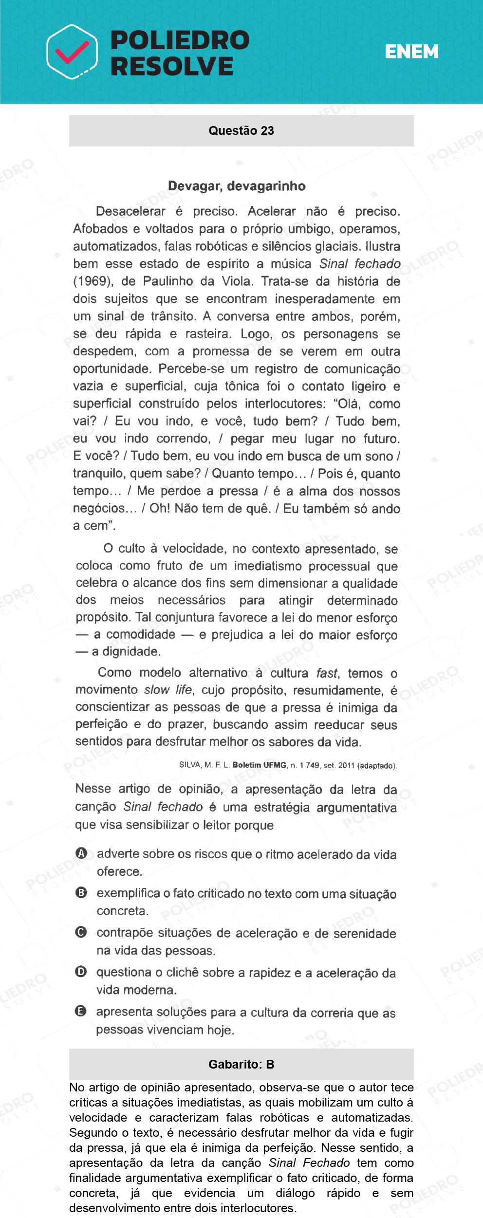 Questão 23 - 1º Dia - Prova Branca - ENEM 2021