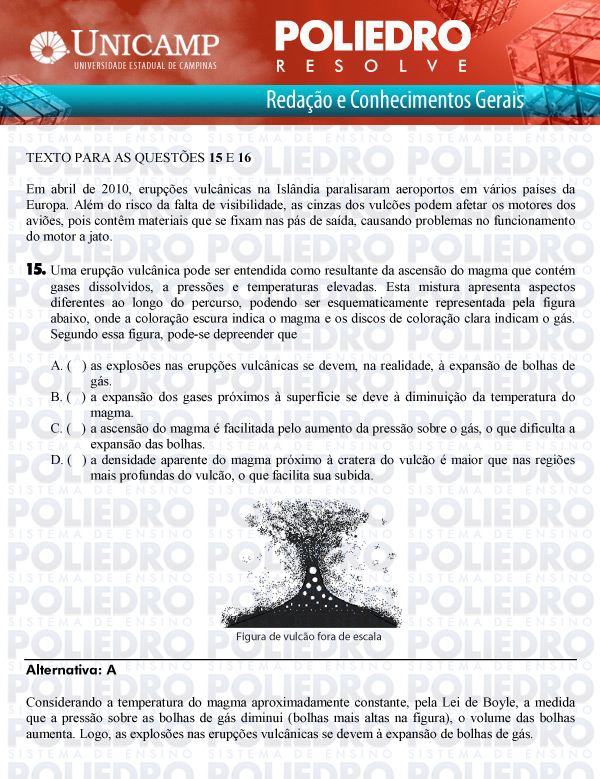 Questão 15 - 1ª Fase Versão Q-Z - UNICAMP 2011