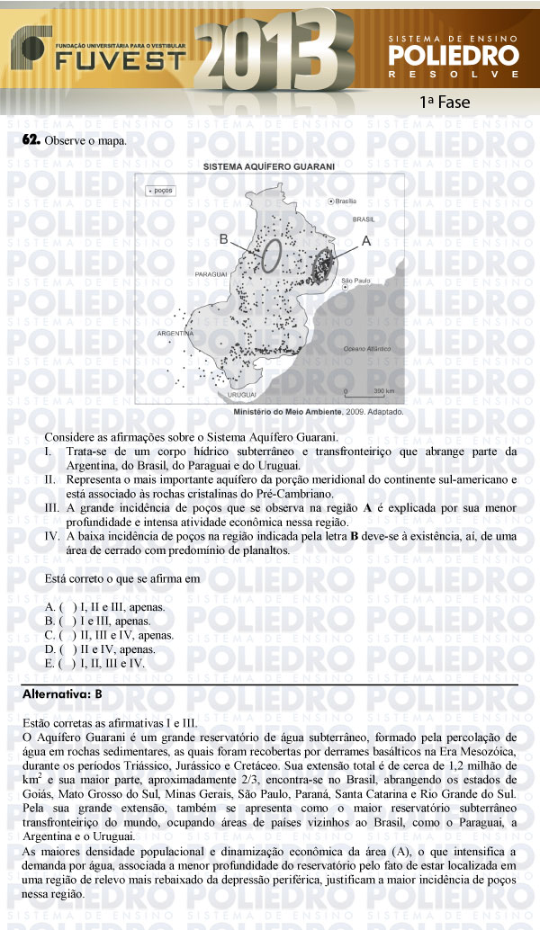 Questão 62 - 1ª Fase - FUVEST 2013