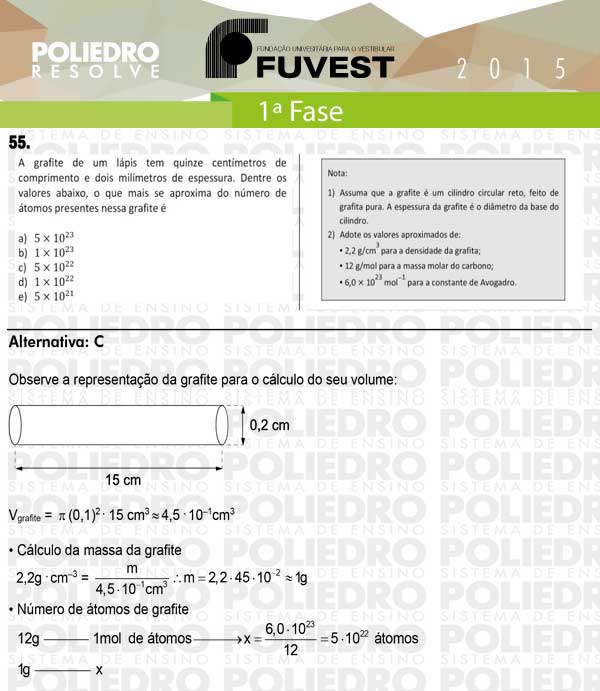 Questão 55 - 1ª Fase - FUVEST 2015