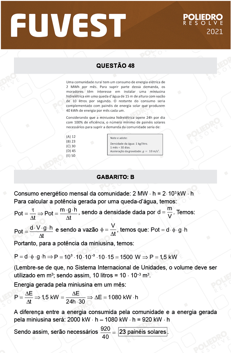 Questão 48 - 1ª Fase - FUVEST 2021