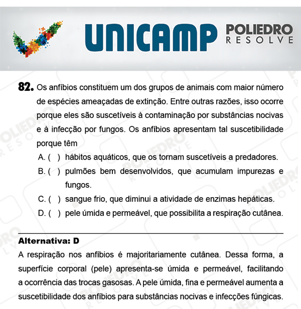 Questão 82 - 1ª Fase - PROVA Q - UNICAMP 2018