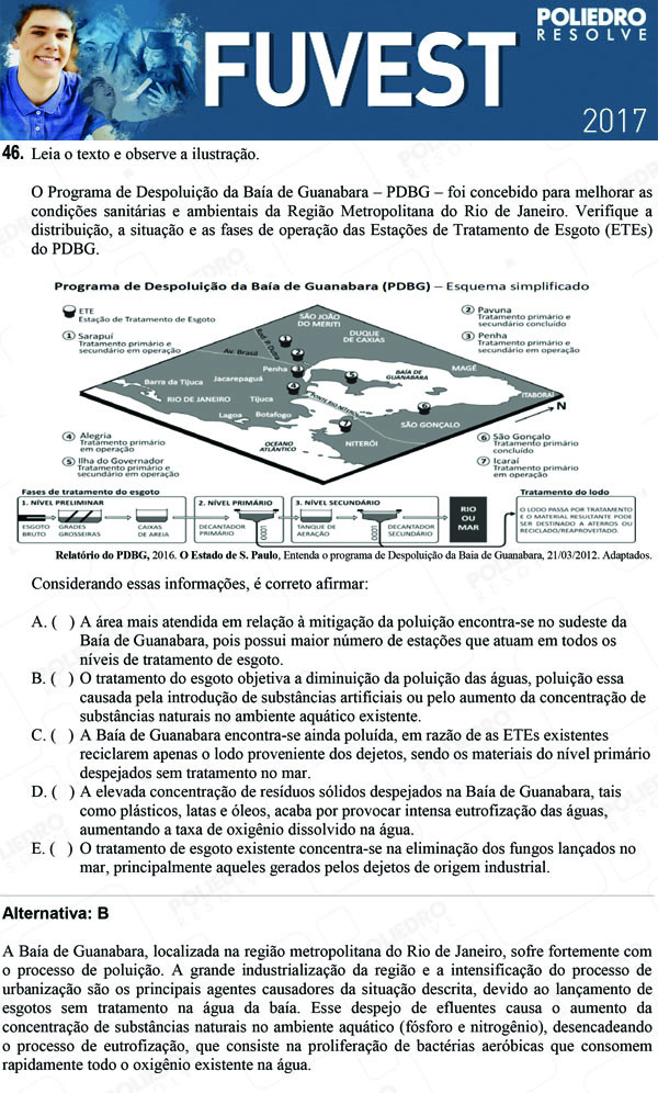 Questão 46 - 1ª Fase - FUVEST 2017