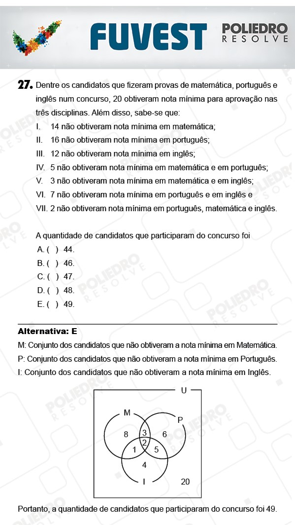 Questão 27 - 1ª Fase - PROVA V - FUVEST 2018