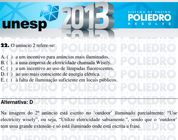 Questão 22 - 1ª Fase - UNESP 2013