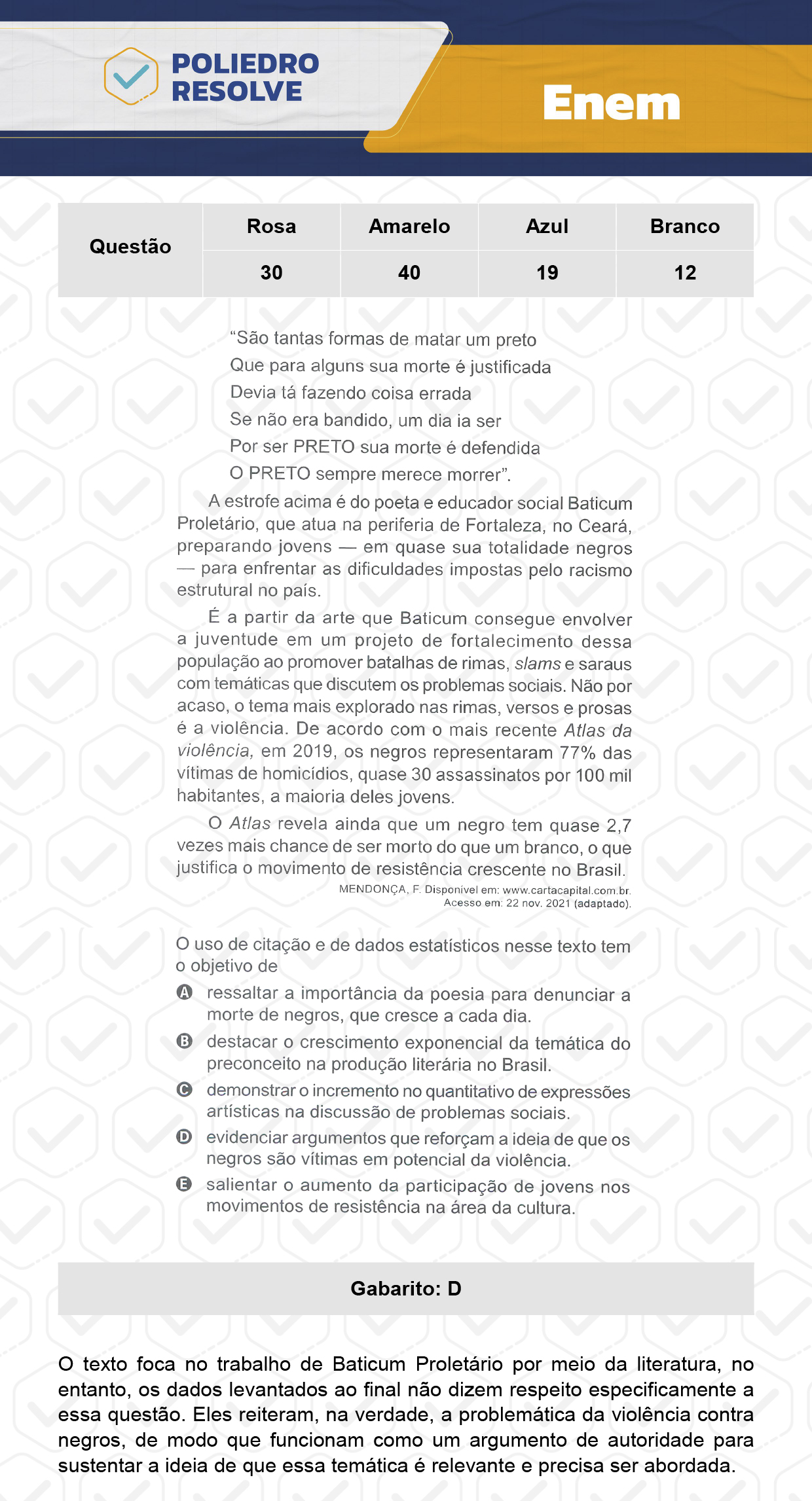 Questão 30 - Dia 1 - Prova Rosa - Enem 2023