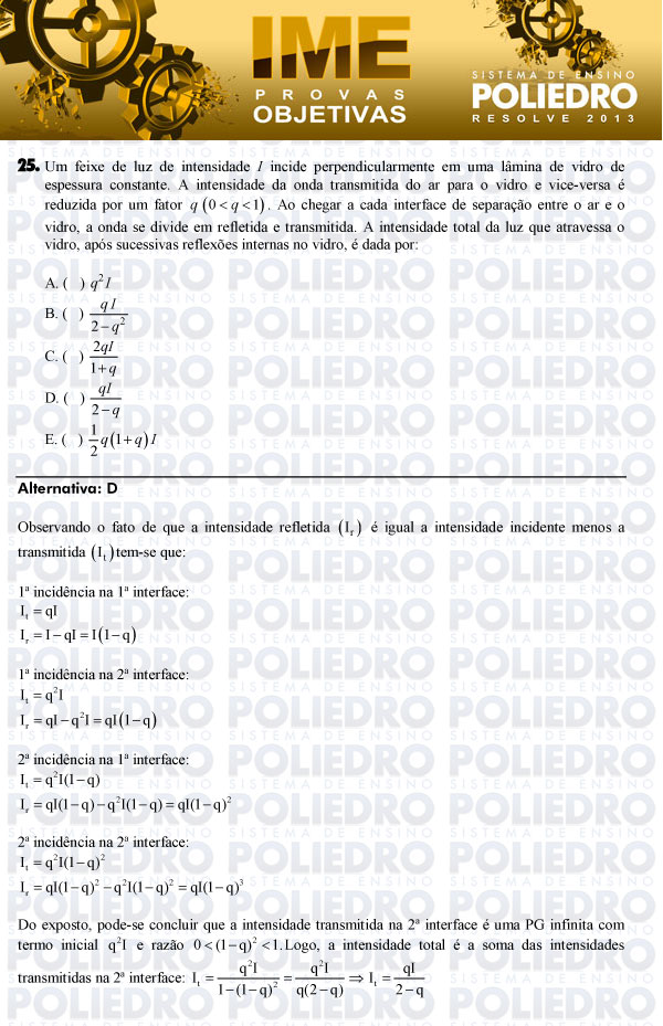 Questão 25 - Objetiva - IME 2013