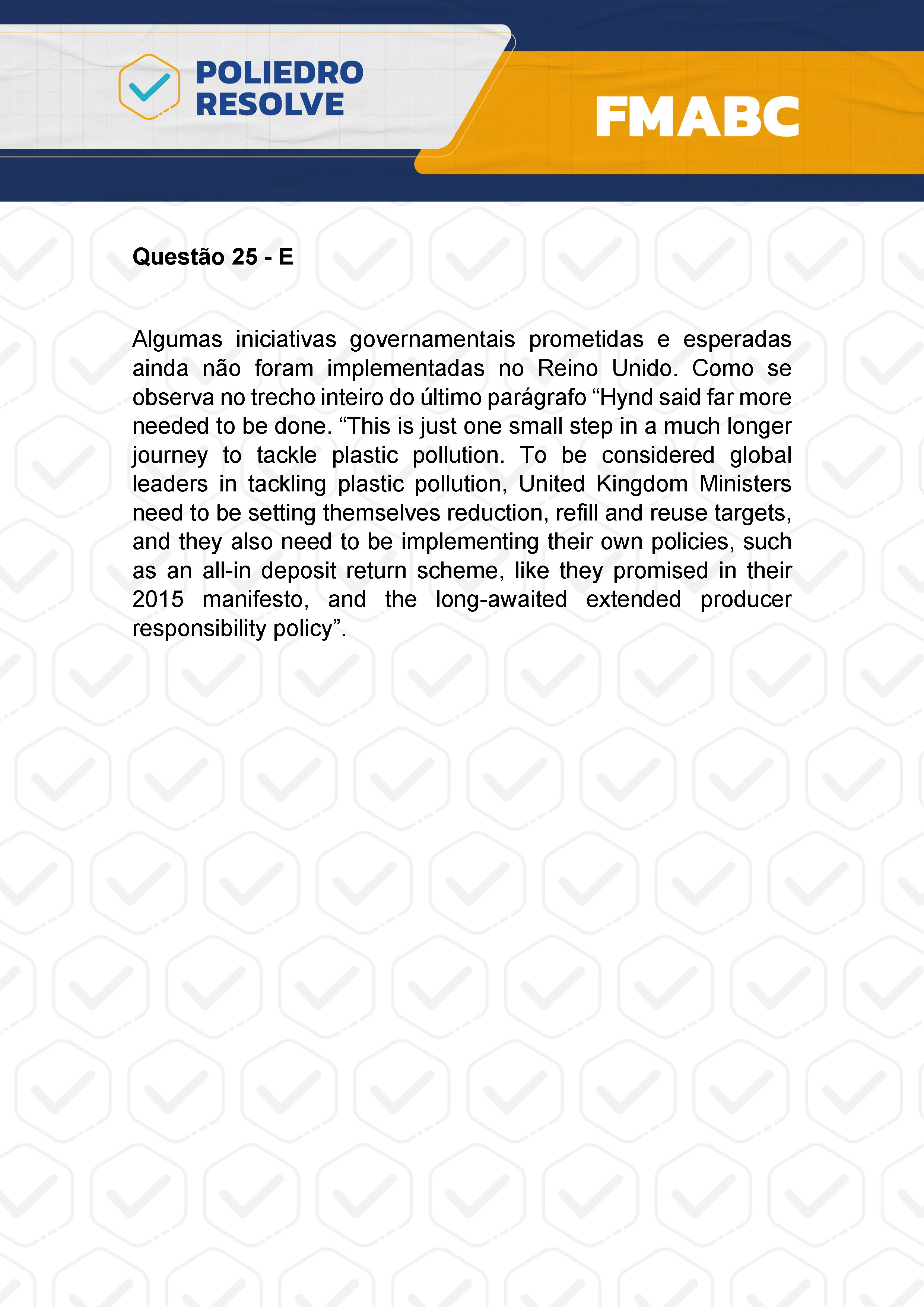 Questão 25 - Fase única - FMABC 2024