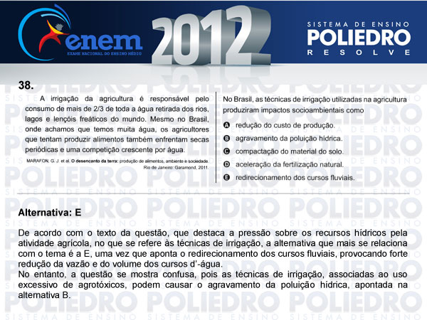 Questão 38 - Sábado (Prova azul) - ENEM 2012