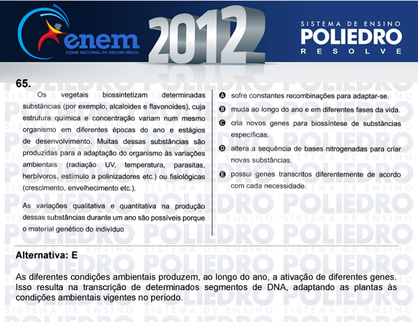 Questão 65 - Sábado (Prova azul) - ENEM 2012