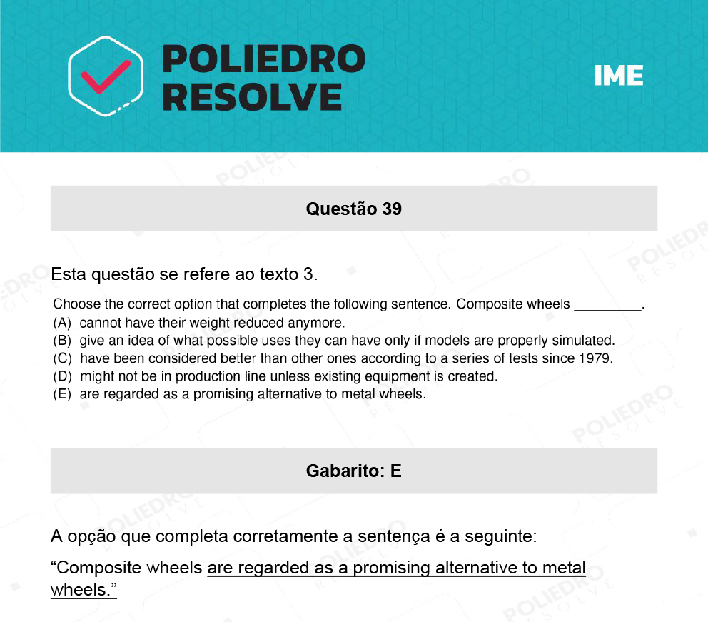 Questão 39 - 2ª Fase - Português/Inglês - IME 2022