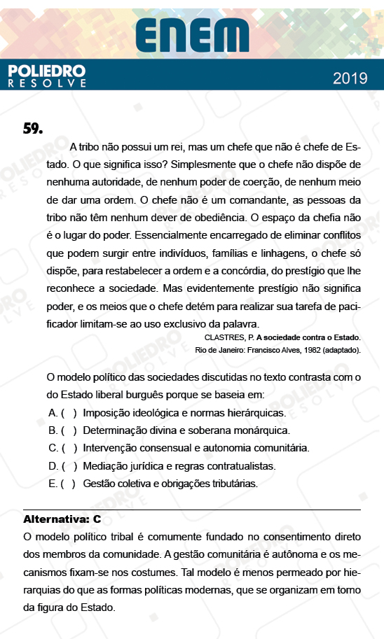 Questão 59 - 1º Dia - Prova AMARELA - ENEM 2018