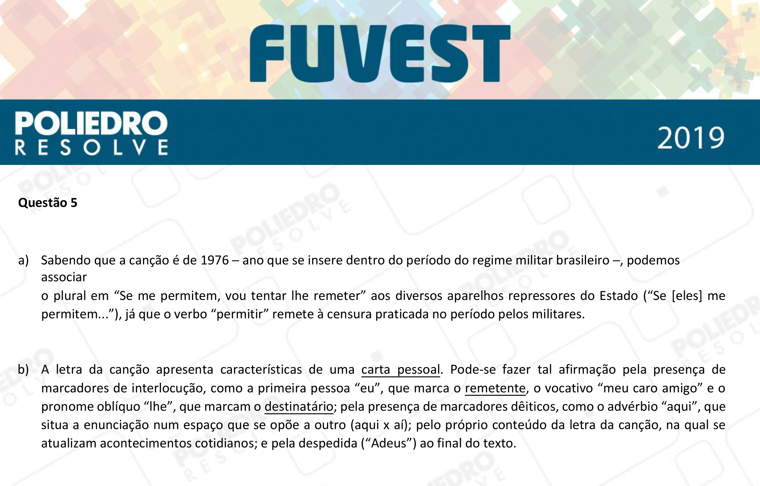 Dissertação 5 - 2ª Fase - 1º Dia - FUVEST 2019