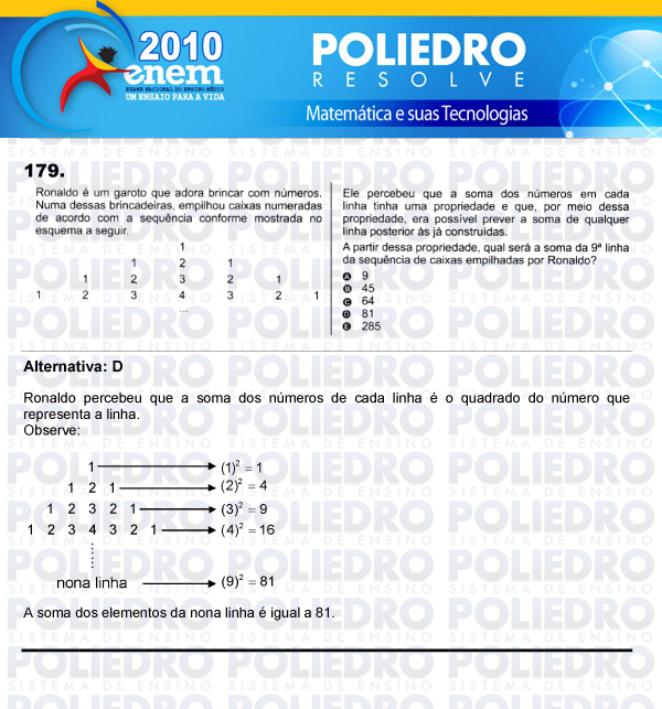 Questão 179 - Domingo (Prova rosa) - ENEM 2010