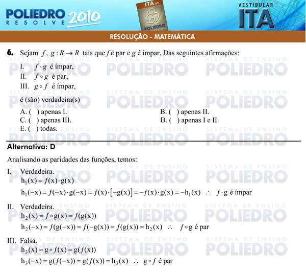 Questão 6 - Matemática - ITA 2010