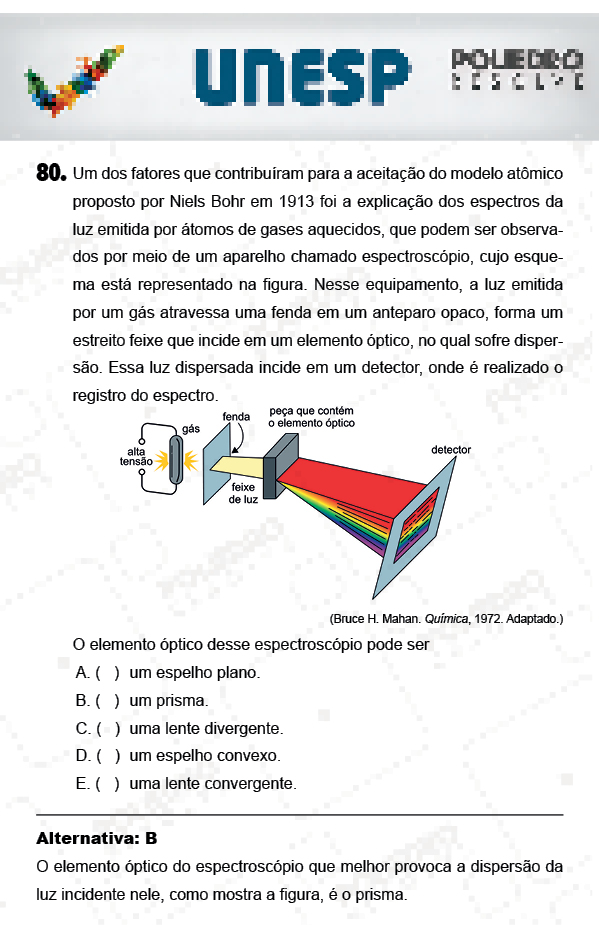 Questão 80 - 1ª Fase - PROVA 4 - UNESP 2018