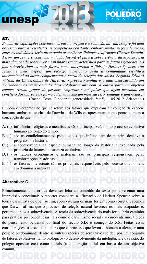 Questão 57 - 1ª Fase - UNESP 2013
