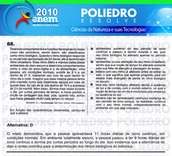 Questão 88 - Sábado (Prova azul) - ENEM 2010