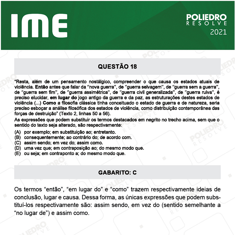 Questão 18 - 2ª Fase - Português/Inglês - IME 2021