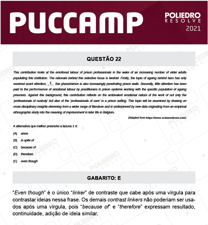 Questão 22 - Direito - PUC-Campinas 2021