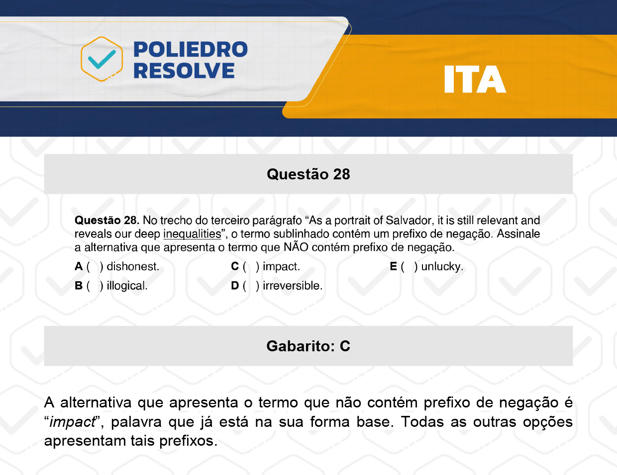 Questão 28 - 1ª Fase - ITA 2024