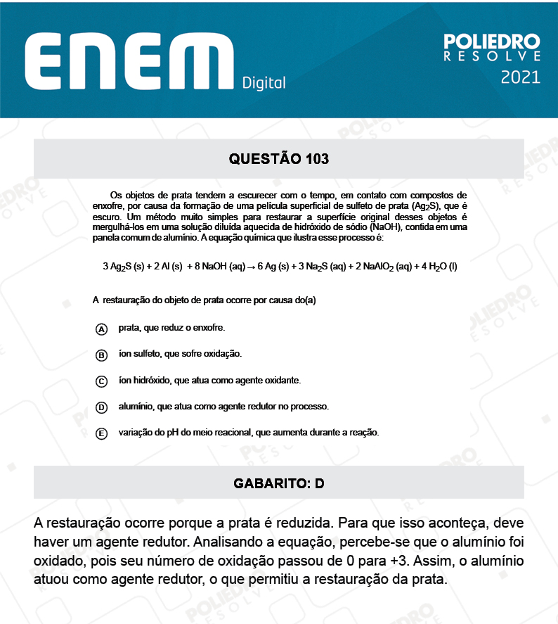 Questão 103 - 2º Dia - Prova Rosa - ENEM DIGITAL 2020