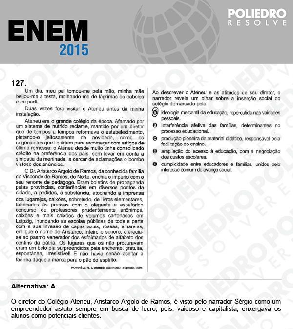 Questão 127 - Domingo (Prova Azul) - ENEM 2015