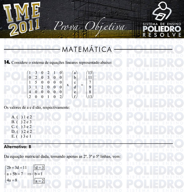 Questão 14 - Objetiva - IME 2011