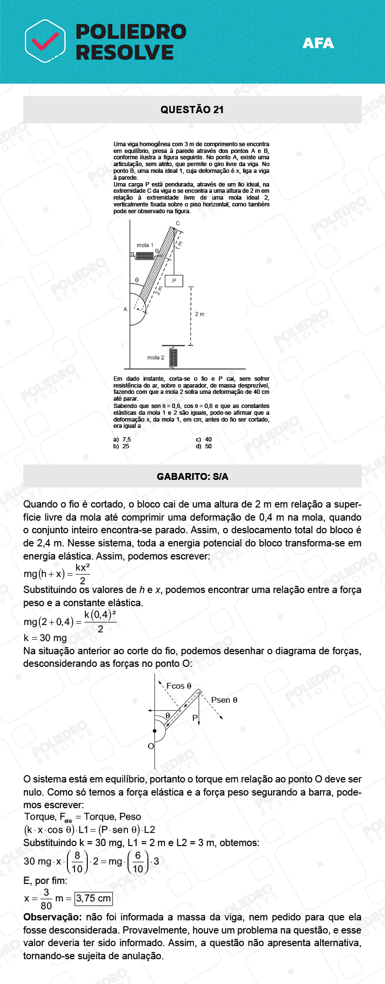 Questão 21 - Prova Modelo A - AFA 2022