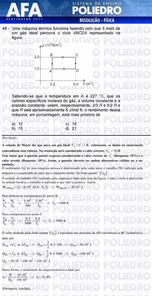 Questão 48 - Prova Modelo A - AFA 2013