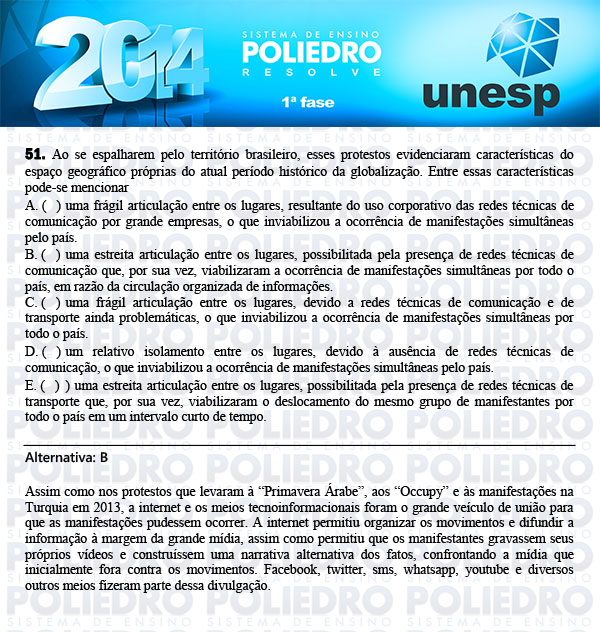 Questão 51 - 1ª Fase - UNESP 2014