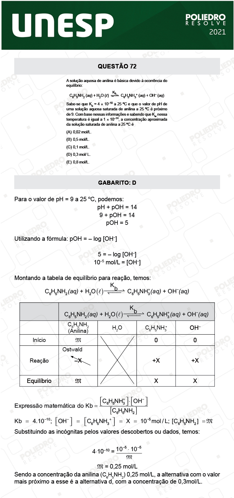 Questão 72 - 1ª Fase - 1º Dia - UNESP 2021