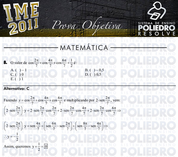 Questão 8 - Objetiva - IME 2011