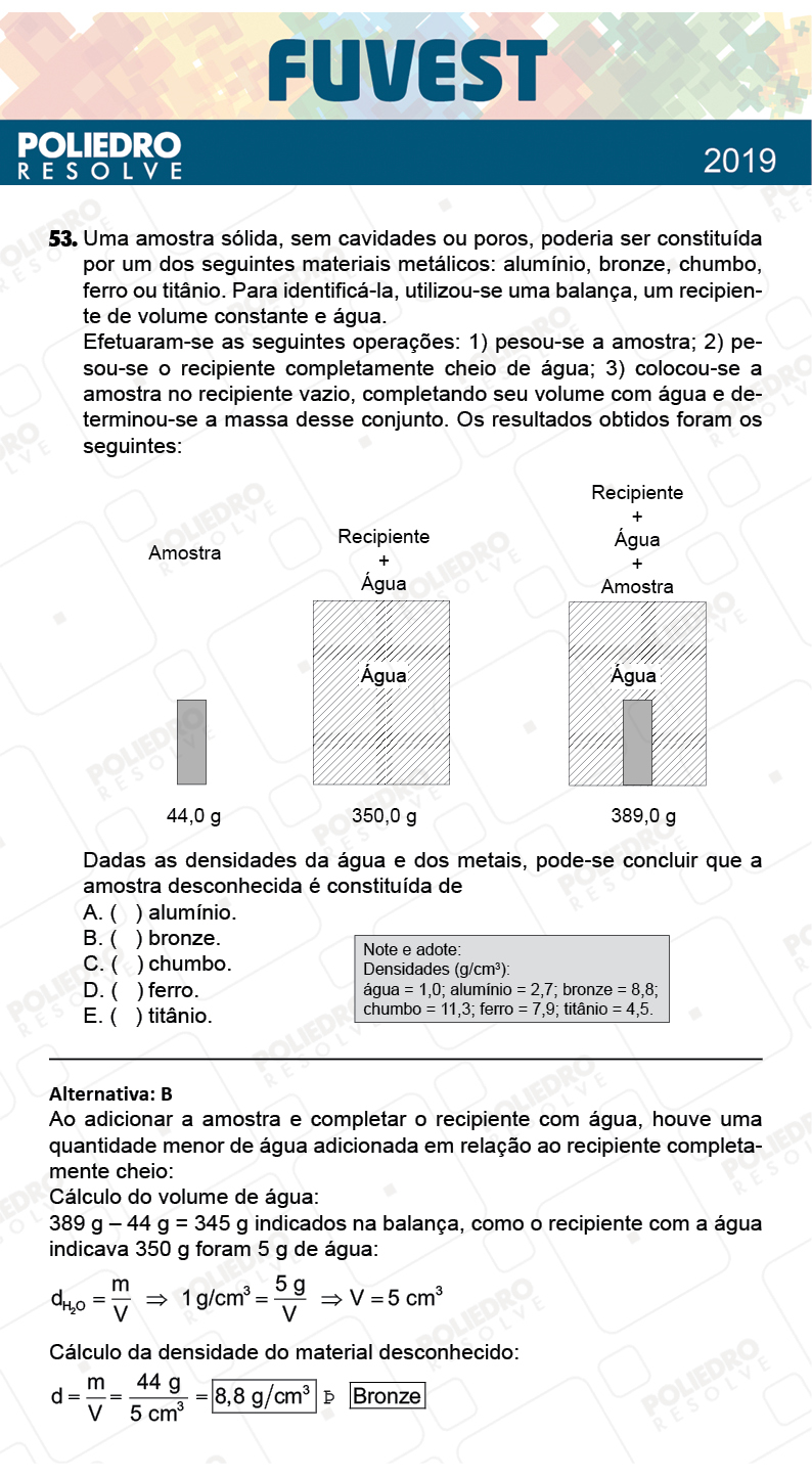 Questão 53 - 1ª Fase - Prova Z - FUVEST 2019