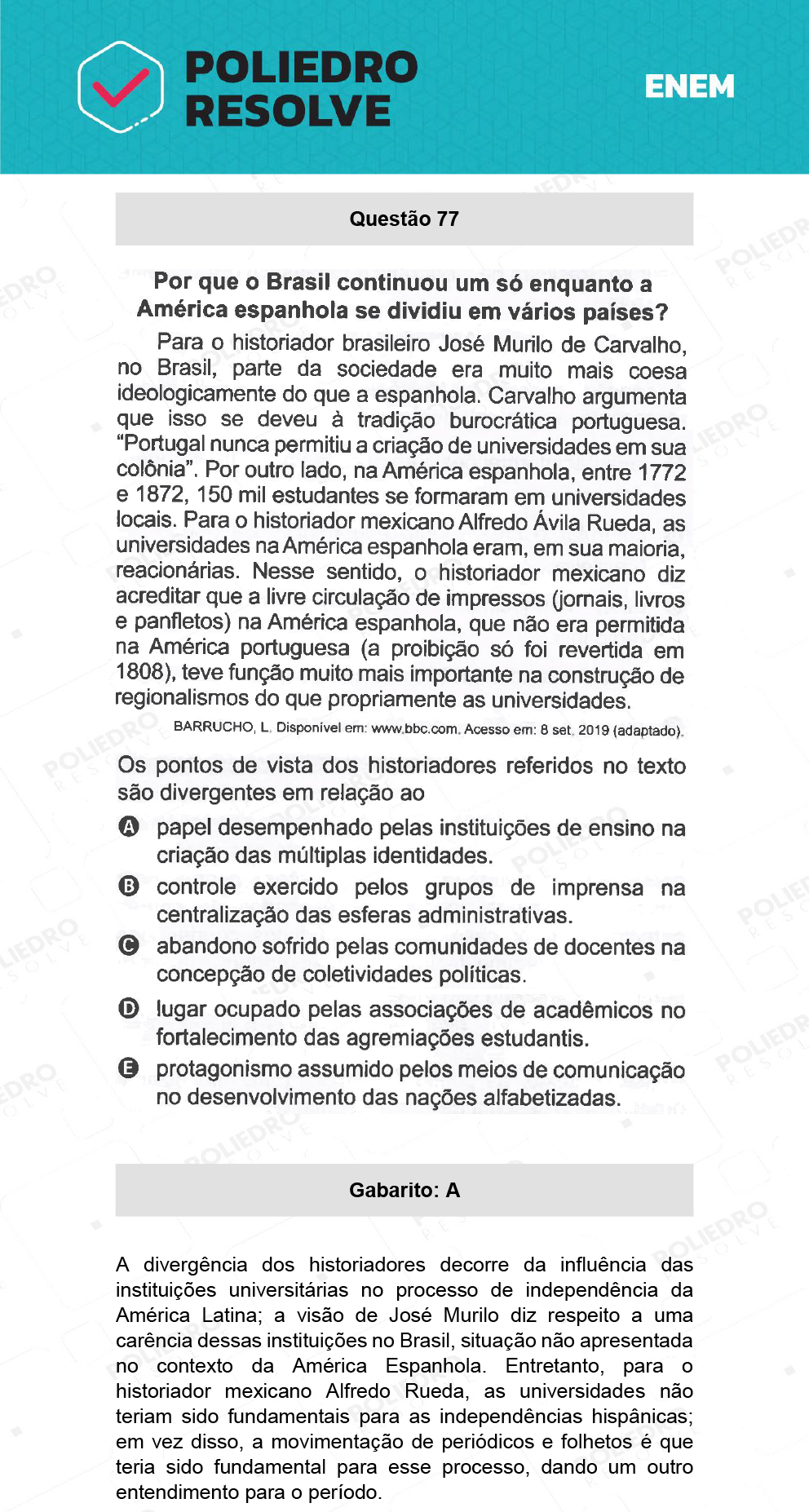 Questão 77 - 1º Dia - Prova Azul - ENEM 2021