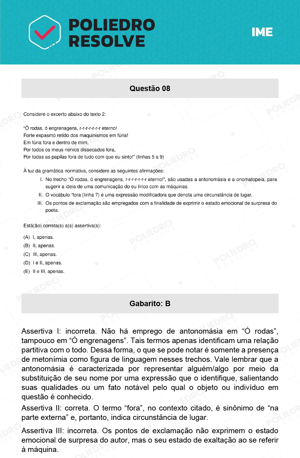 Questão 8 - 2ª Fase - Português/Inglês - IME 2022