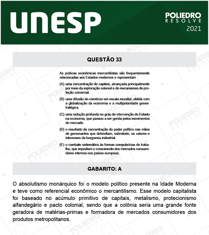 Questão 33 - 1ª Fase - 2º Dia - UNESP 2021