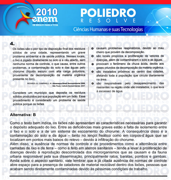 Questão 4 - Sábado (Prova azul) - ENEM 2010