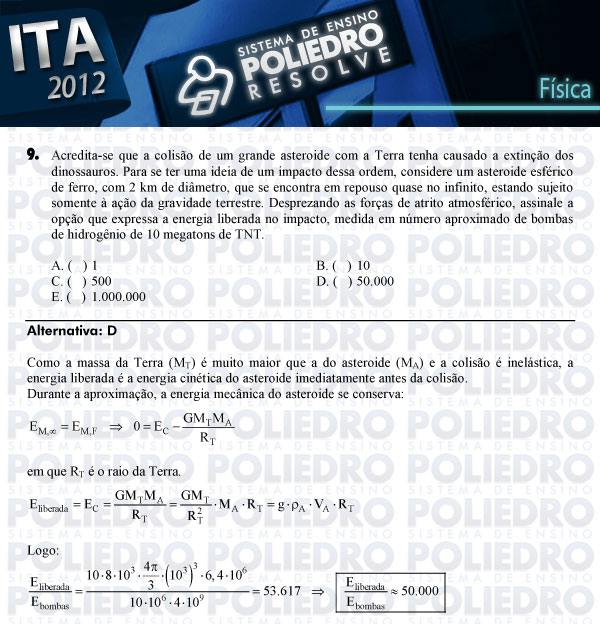 Questão 9 - Física - ITA 2012