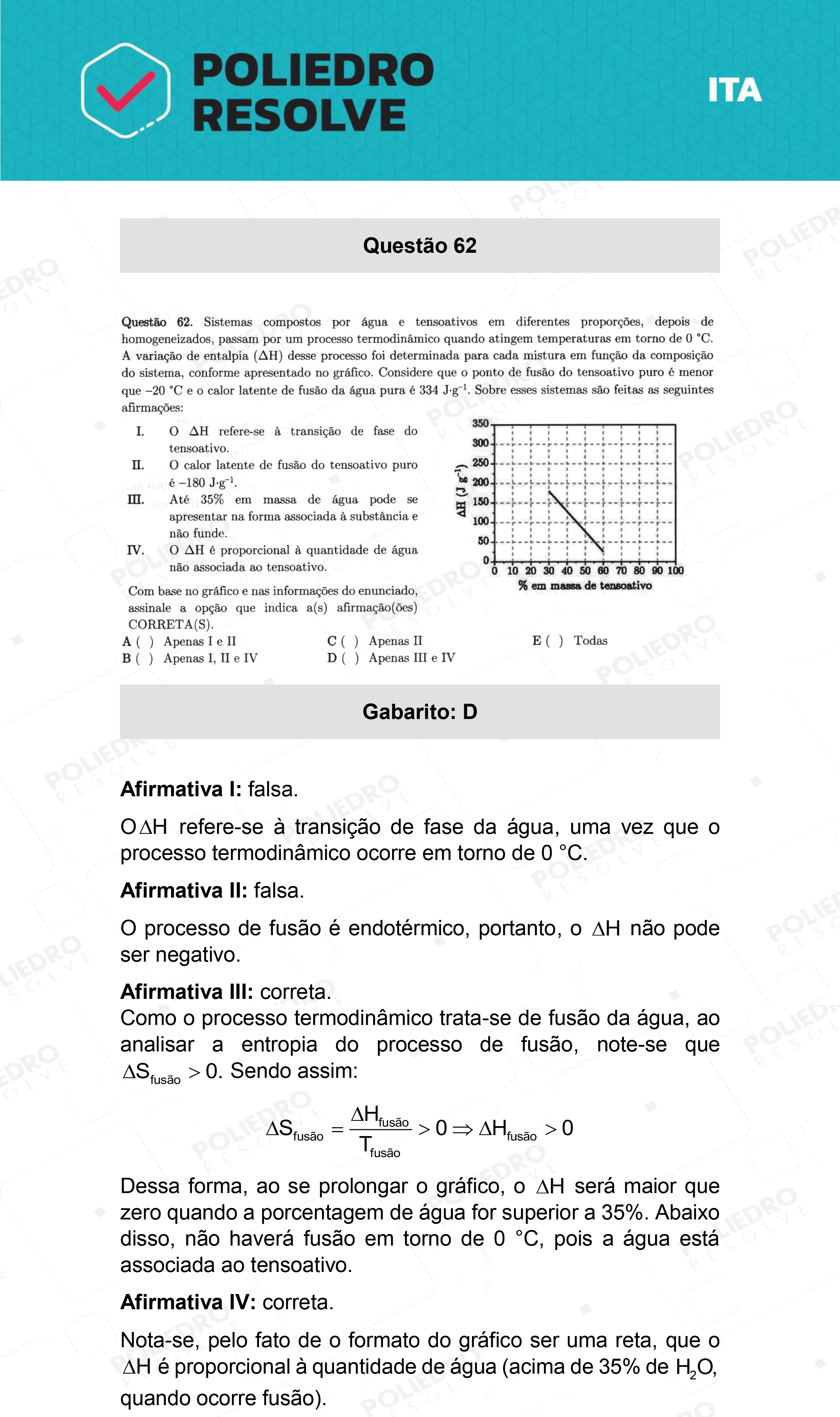 Questão 62 - 1ª Fase - ITA 2022