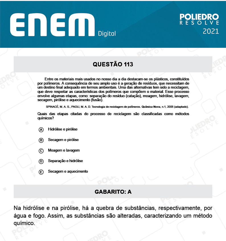 Questão 113 - 2º Dia - Prova Azul - ENEM DIGITAL 2020